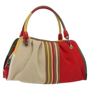 BOTTEGA VENETA Hand Bag Canvas Outlet Multicolor Silver Auth 142296